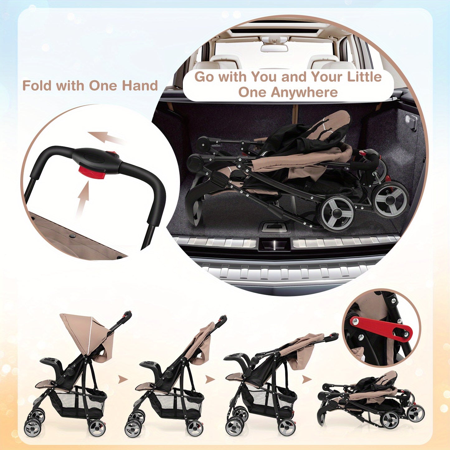 LIFEFZEAL Foldable Lightweight Baby Stroller Kids Travel Pushchair 5-Point Safety System